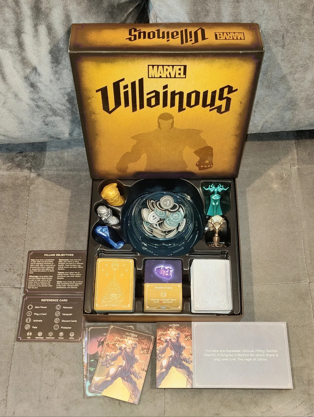 NOB MARVEL VILLAINOUS INFINITE POWER BOARD GAME GOLD BOX ARTWORK COMPLETE GAME